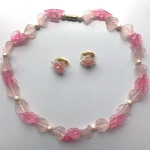 COPY - Lovely Vintage Pink & Faux Pearl ‘Sea Glass’ Set